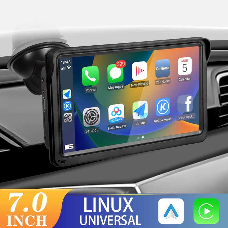 CarPlay Android Auto Rádio Automóvel Multimídia Reprodutor De Vídeo PortátilDe7PolegadasTelaSensívelAoToqueParaTFT LCDHD