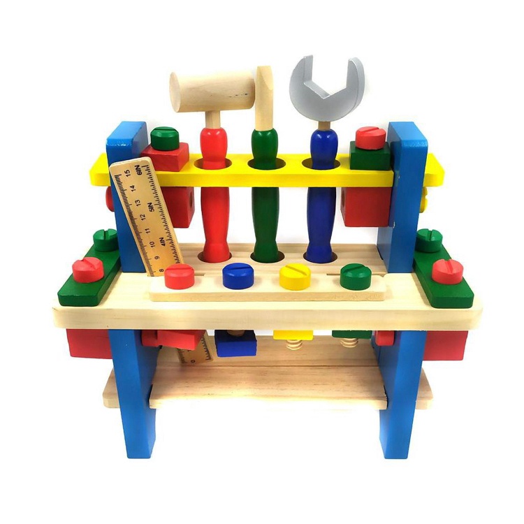 Brinquedo Bancada de Ferramentas Madeira Montessoriano 41 Peças Educativo