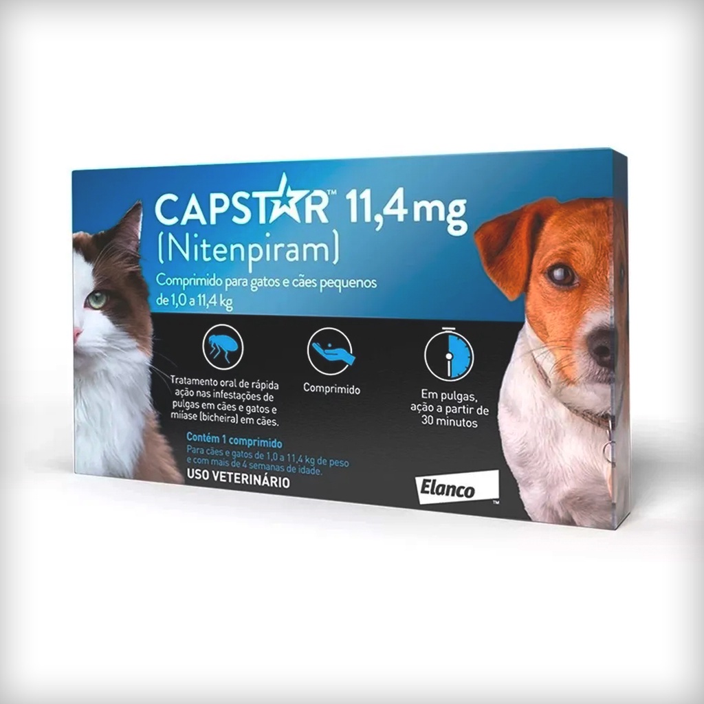 Capstar 11,4 mg Elanco para Cães e Gatos até 11,4 Kg - 1 Comprimido - Pets