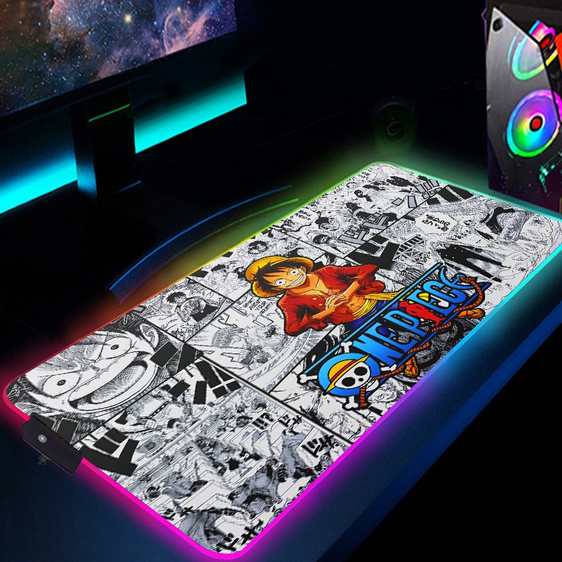 mousepad Anime RGB gamer Para Computador One Piece mouse pads Teclado pad Notebook