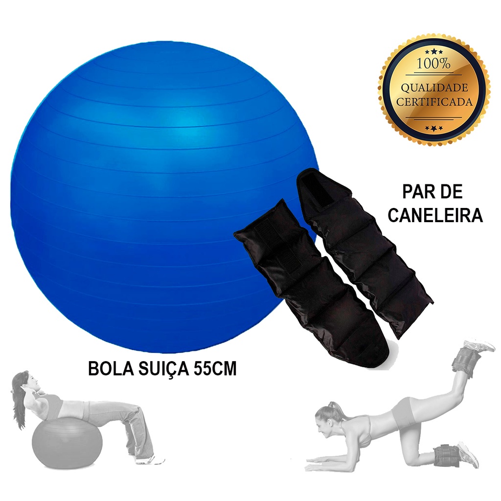 Par De Caneleira Tornozeleira Peso 3kg+ Bola Suíça 55cm