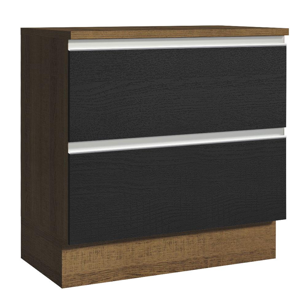 Balcão Armário de Cozinha 80 cm 2 Gavetas Rustic/Preto Glamy Madesa em Oferta na Shopee