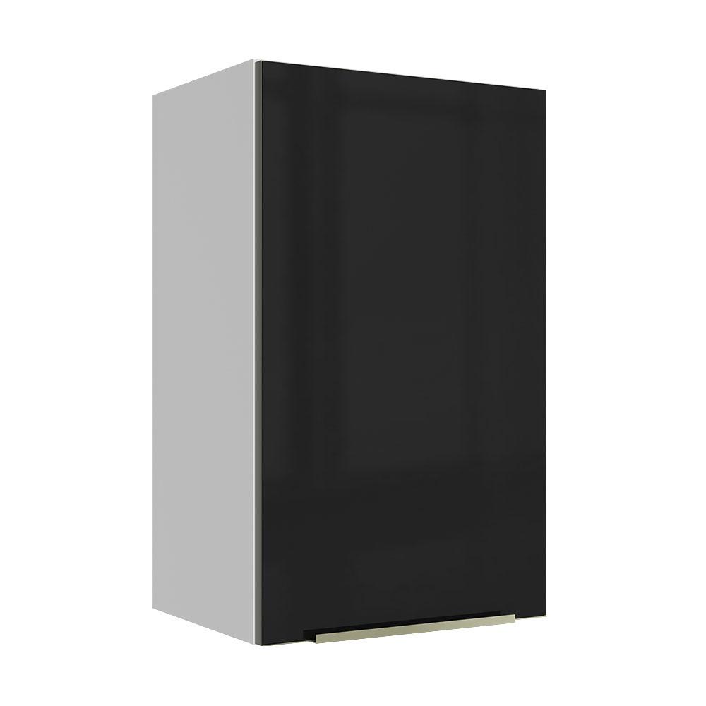 Armário Aéreo Madesa Lux 40 cm 1 Porta - Branco/Preto
