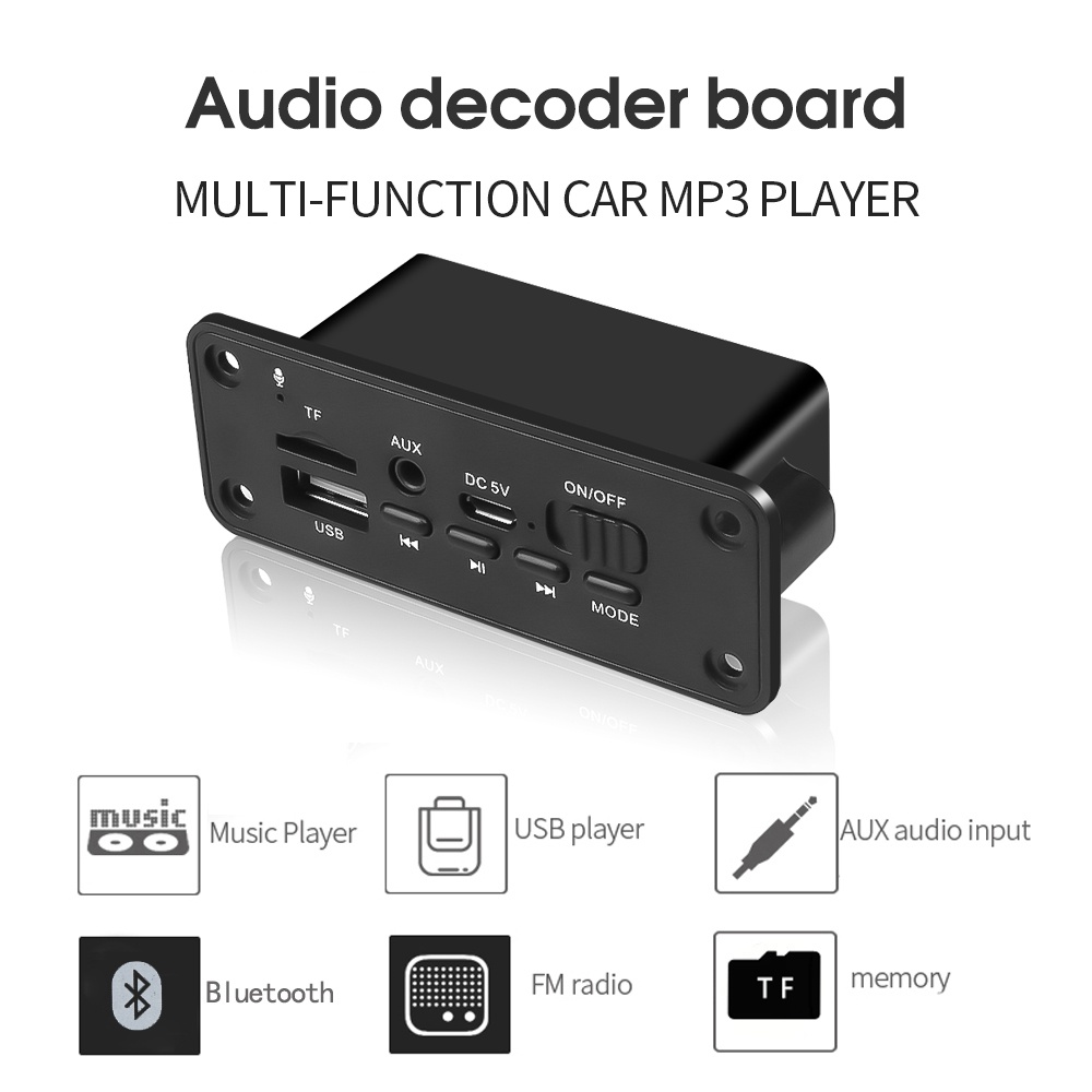 Placa Decodificadora Bluetooth MP3 WMA Módulo De Áudio DC 5V Rádio USB Receptor FM Sem Fio MP3 Player 2 x 3W Amplificador Para Carro em Oferta na Shopee