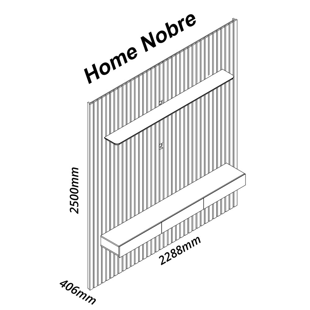 Home para TV Ripado com LED Nobre 230 Cinza Off White - Gelius — imagem 2 de 2