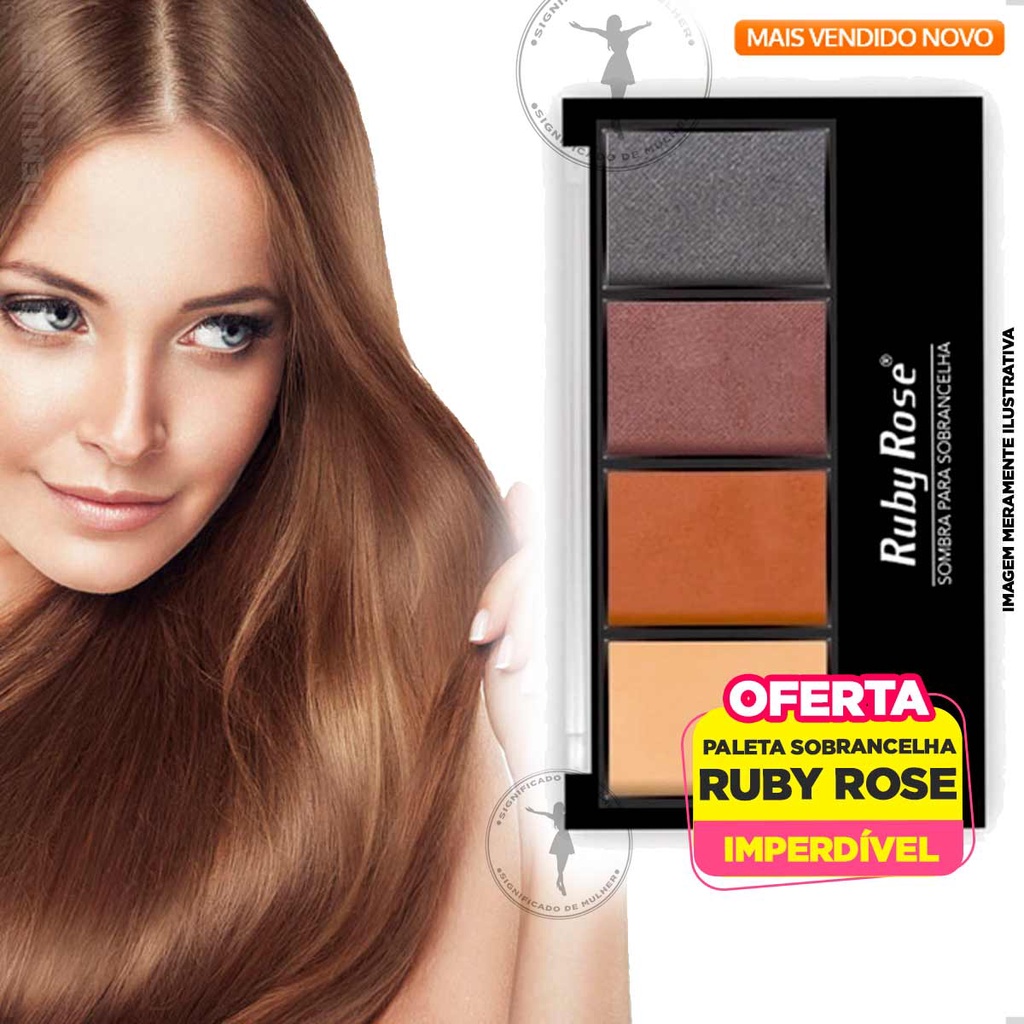Paleta De Sombras Para Sobrancelha Ruby Rose HbF572 3 Cores Com Primer