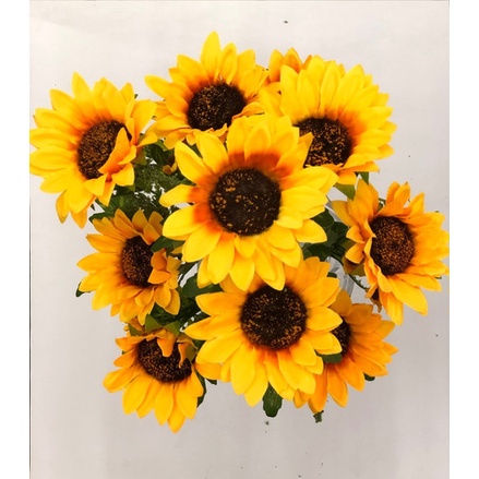 Arranjo C/ 10 Girassol Grande Flor Artificial Buquê Cheio