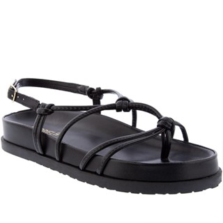Sandália Gabriela Flatform Detalhe Nós Preto