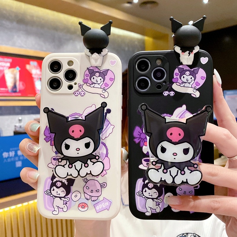 Capa Com Suporte Para Smartphone Sanrio Kuromi Luxuoso Samsung Galaxy A24 A54 A34 A04s A04e A13 A03s A53 A23 A33 A52s A22 A12 A32 A52 A72 A31 A51 A71 A50