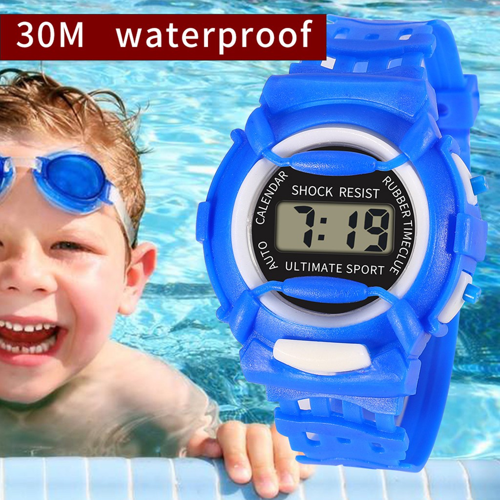 Relógio De Pulso Eletrônico Infantil Digital Esportivo À Prova D 'Água Com Led