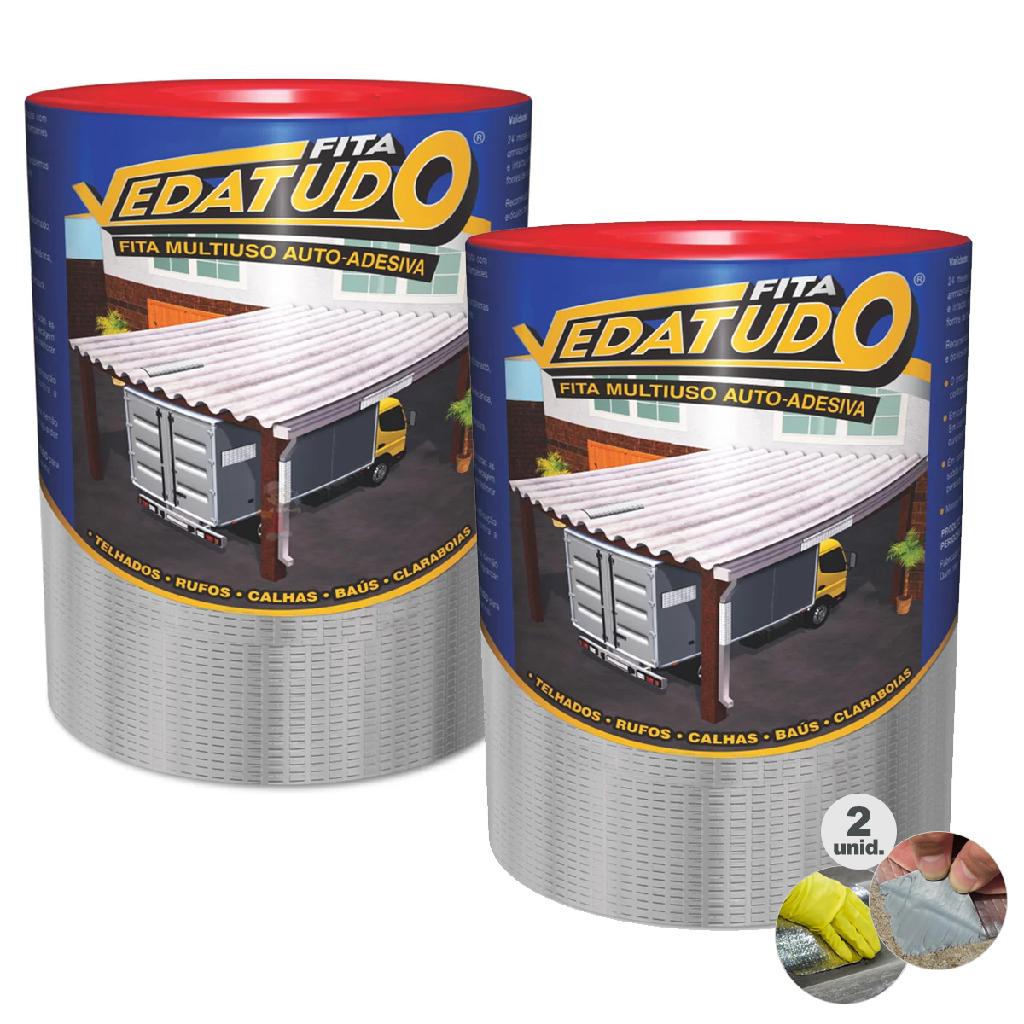 2 Manta asfaltica adesiva alumin Imper. Para Telhados, lajes, chapas, Baús reparo rápido 20cmX10m