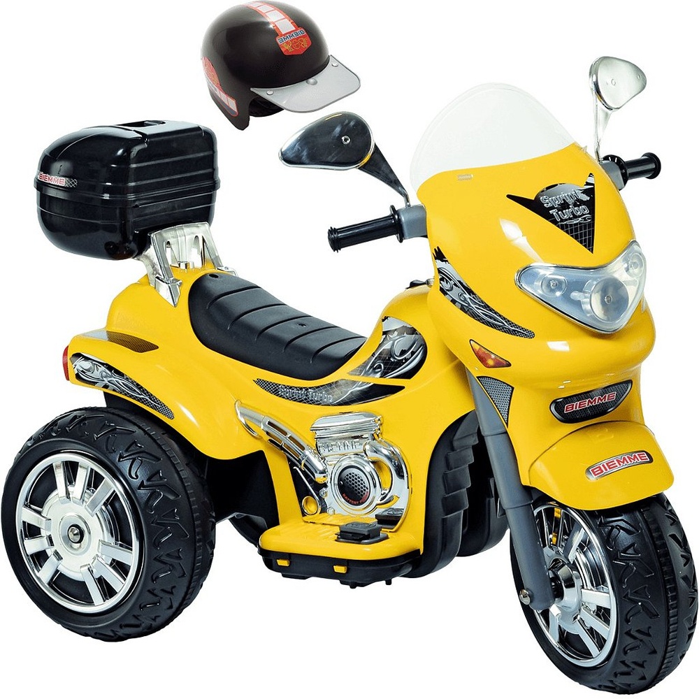 Moto Eletrica Biemme Sprint Turbo 12V com Capacete Amarela em Oferta na Shopee