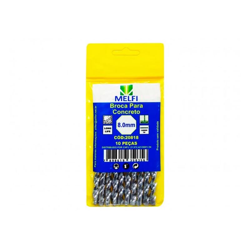 Kit Jogo Brocas Videa 8 X 120mm - 10 Peças Para Parede Concreto Reboco Cerâmica Fura Fácil - Home & Living