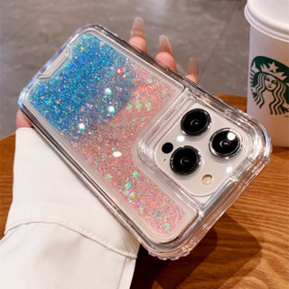 Capa De Celular Transparente 3 Em 1 Lantejoulas Gradiente Glitter Para iPhone 11 12 13 14 Pro Max 7 + 8 14 Plus Mini X XR XS Anti-Impacto Brilhante