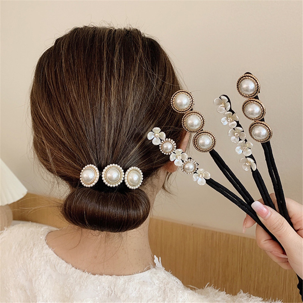 Vintage Shell Pearl Hairpin Bun Hairstyle Penteado Feminino Elegante Hair Scrunchies Ferramentas Para Cabeleireiro Acessórios em Oferta na Shopee