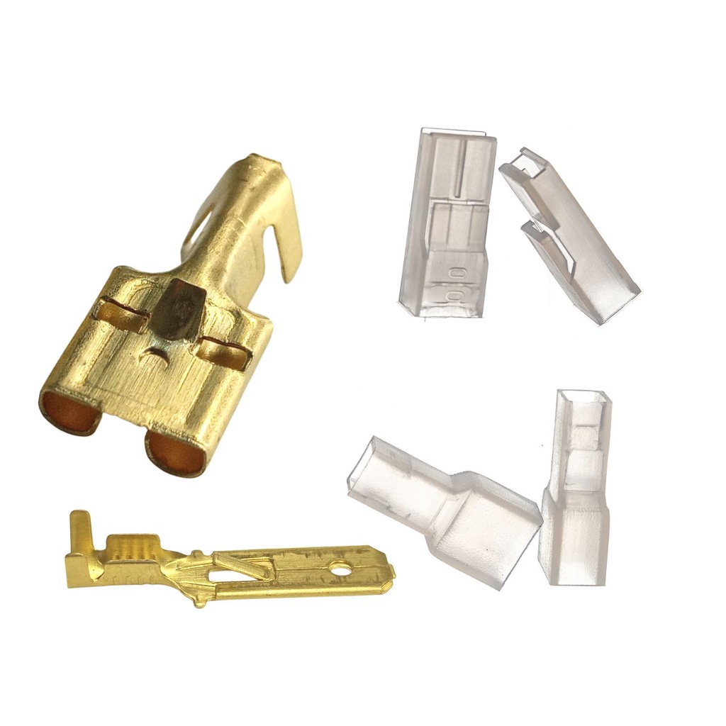 Kit Terminas 6,3mm Femea Macho e Capas Isolantes Instalaçao
