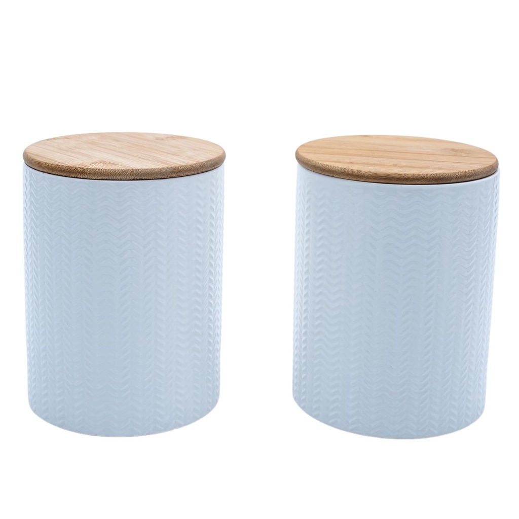 Kit 2 potes dolomita com tampa de bambu zig zag 1,2l - Oikos - Home & Living