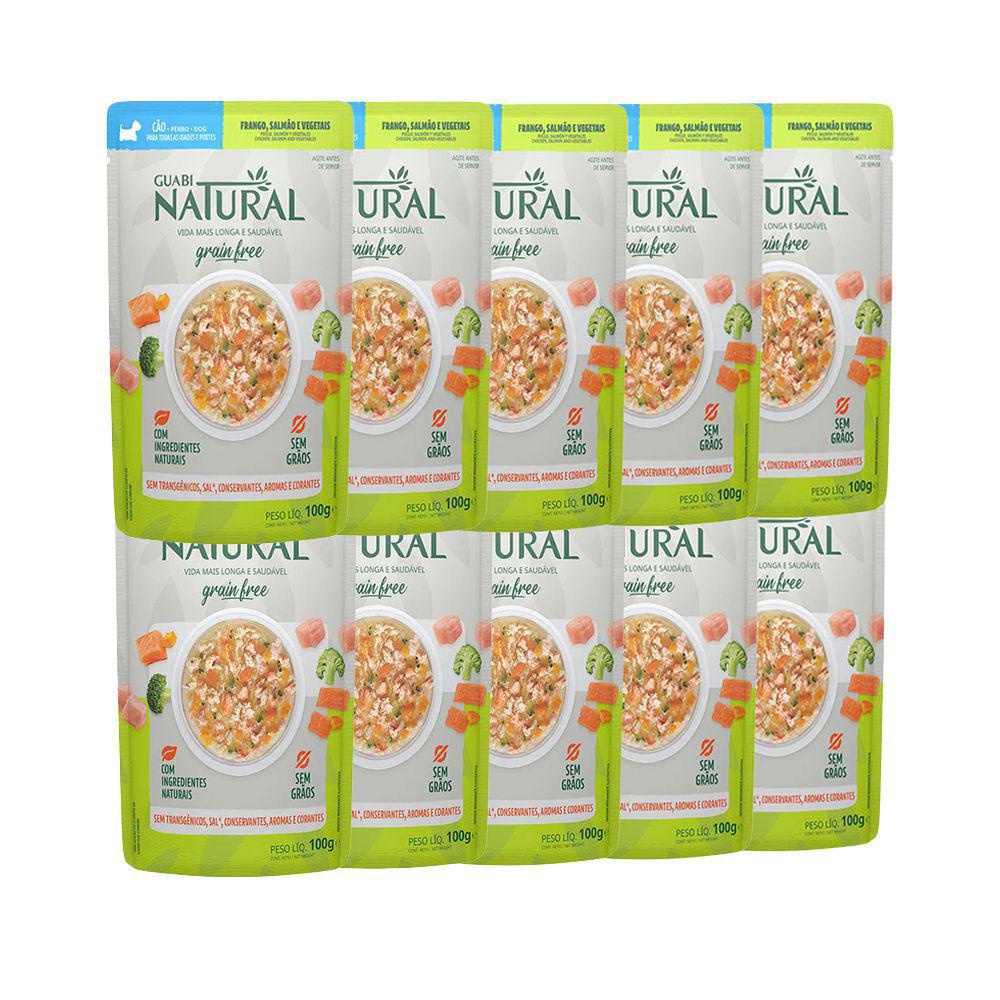 Caixa 18un Ração Úmida Sachê Guabi Natural Grain Free Cães Adultos Salmão Frango e Vegetais 100g em Oferta na Shopee