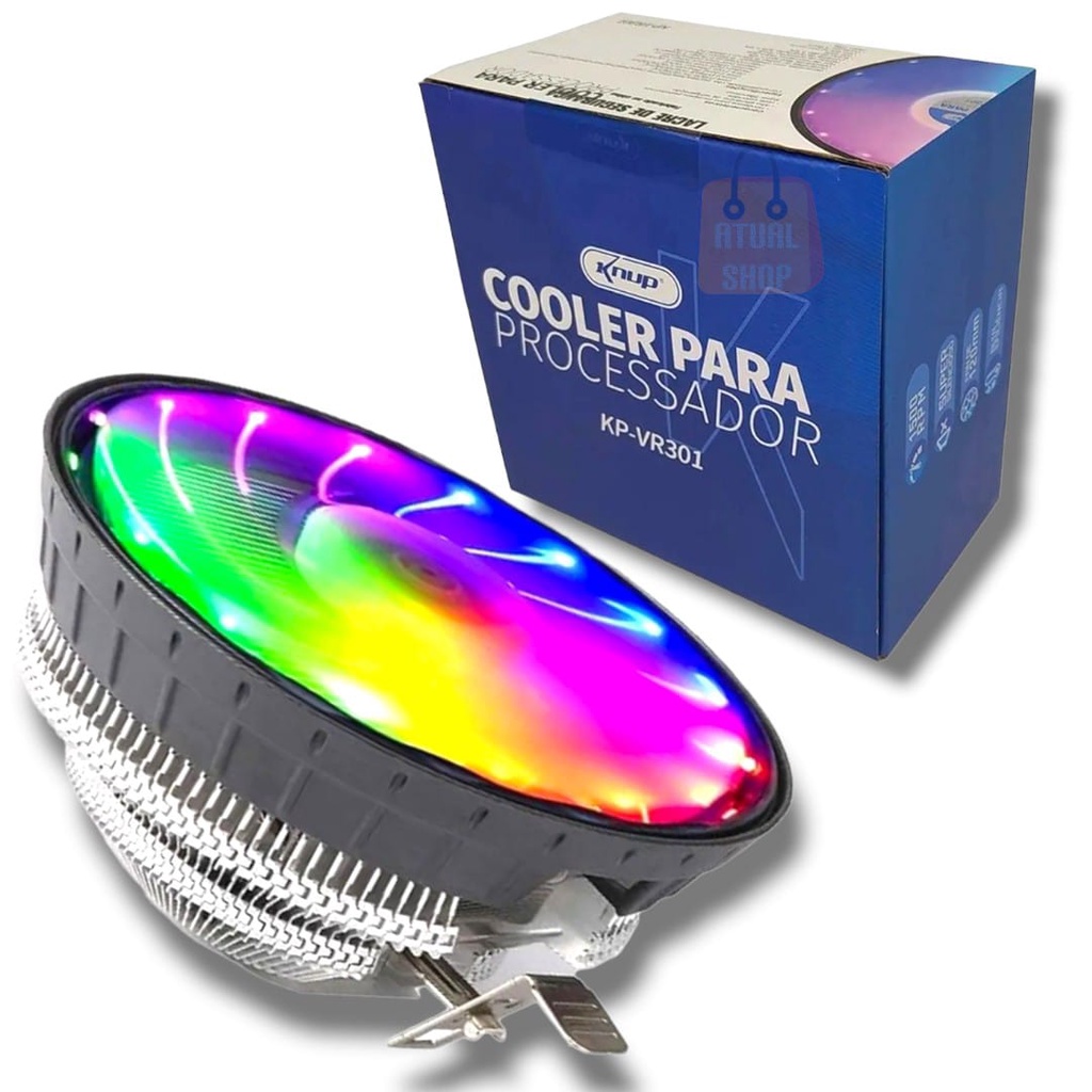 Cooler Para CPU Processador Intel AMD 120mm 1500 RPM com Led RGB Knup KP-VR301