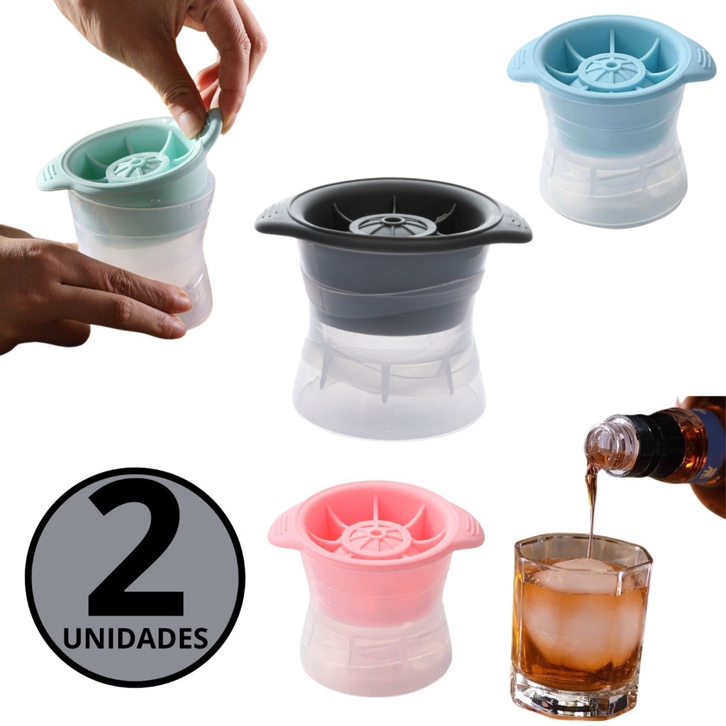 Kit 2 Formas De Gelo Redonda Esfera Grande Para Drink Whisky