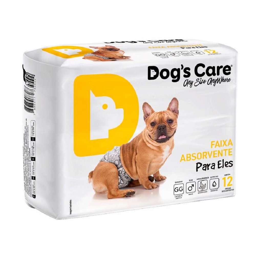 Fralda Descartável Higiênica p/ Cães Macho Dogs Care GG 12un