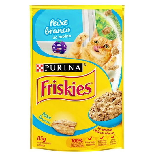 Sachê Friskies Adultos Peixe Branco ao Molho 85g