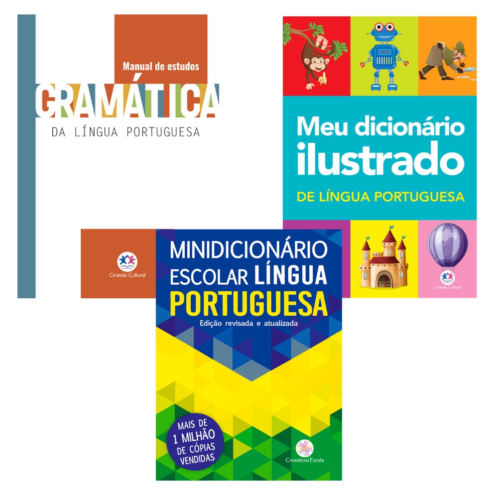 Kit Livros Dicionário + Gramática Escolar Língua Portuguesa