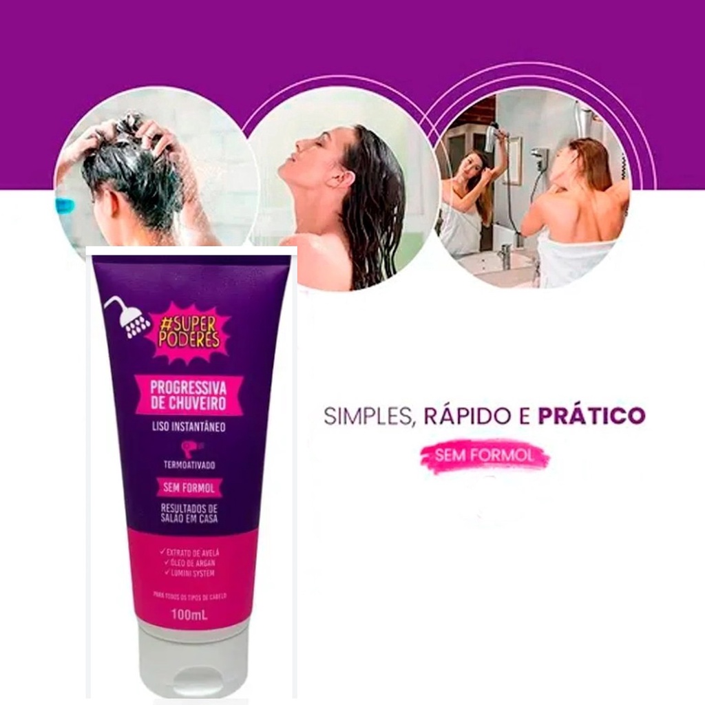 Progressiva de Chuveiro Sem Formol Super Poderes Cabelo Liso Instantâneo -Original e Envio Imediato em Oferta na Shopee
