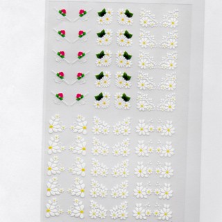 60 adesivos de unha 3D PRÉ PRONTO margarida renda - modelo 287-4