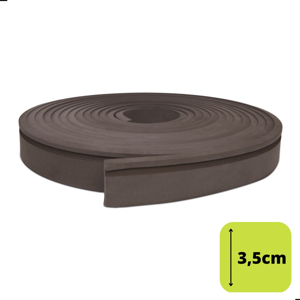 Eva Flexível 3,5cm Rodapé Moldura Autocolante Boiserie Roda Meio ( Valor por metro) Modelo 3c1 - Marrom