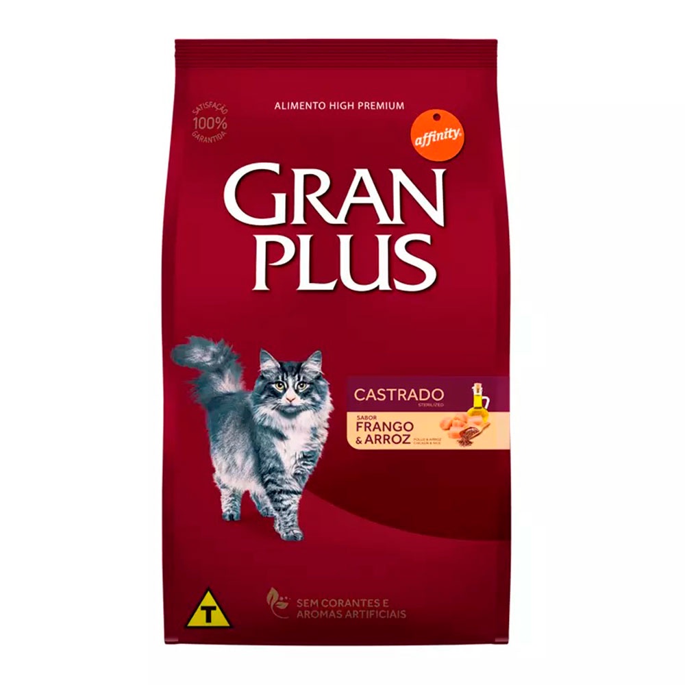 Ração Gran Plus Gatos Castrados Frango e Arroz - 10,1Kg em Oferta na Shopee