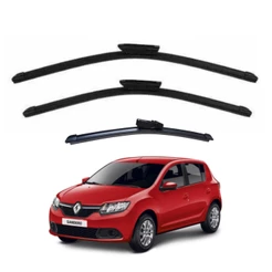 Kit Palheta Limpador Parabrisa Dianteiro + Traseiro Sandero 2014 2015 2016 2017 2018 2019 2020