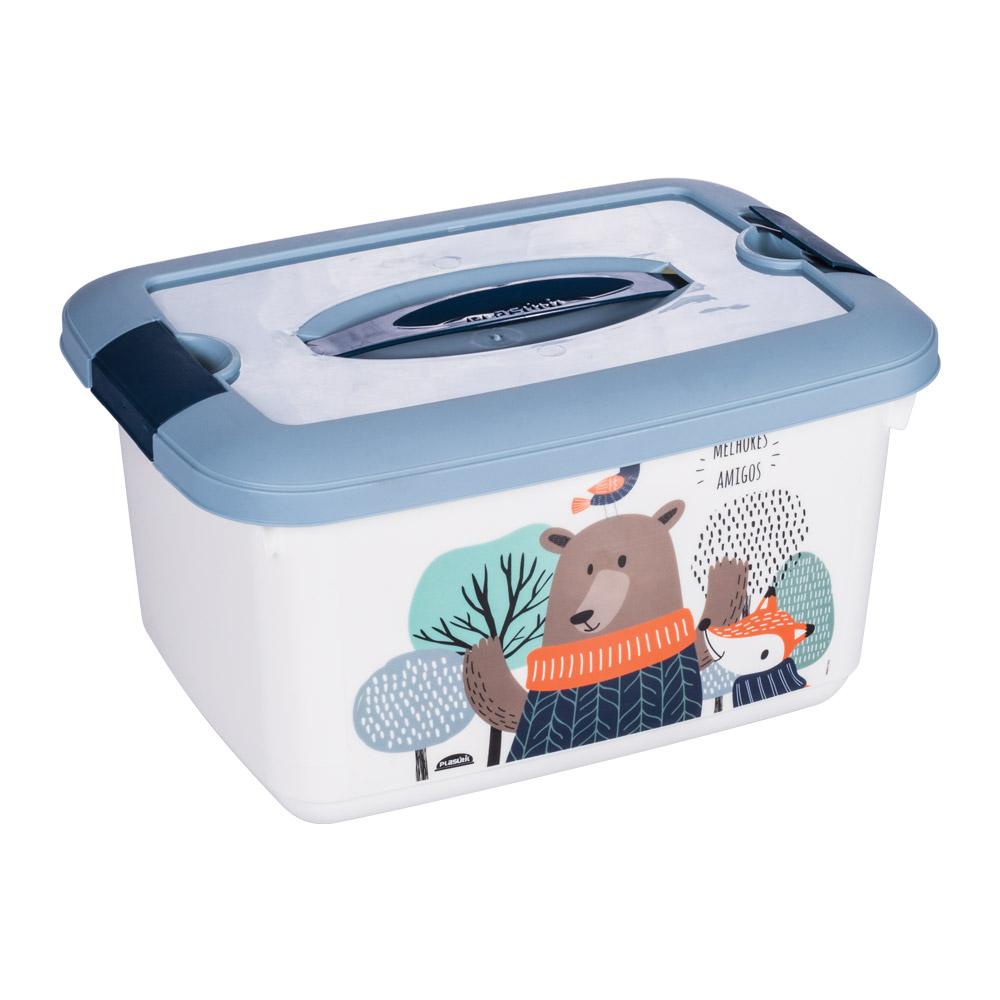 CAIXA ORGANIZADORA 5,2 L INFANTIL TRAVA E ALÇA AZUL PLASÚTIL em Oferta na Shopee