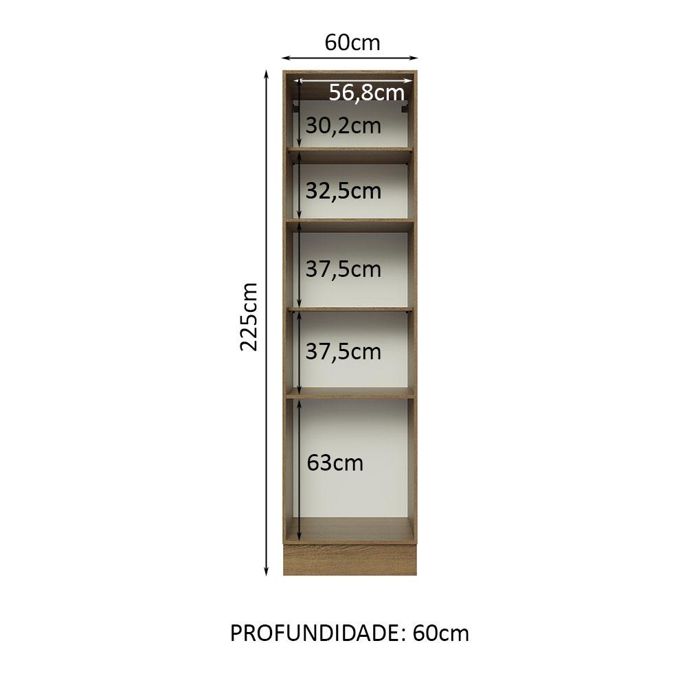 Detalhes do Paneleiro Madesa Lux 60 cm 3 Portas - Rustic/Cinza
