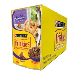 Caixa 15un Ração Úmida Sachê Friskies Gatos Adultos Cordeiro Ao Molho 85g