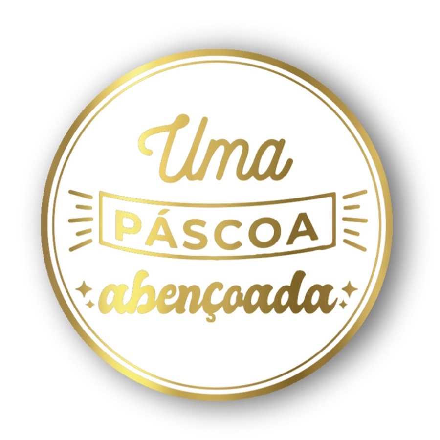 Adesivo "Uma Páscoa abençoada" - Ref.2143 - Hot Stamping - Dourado - 50 unidades - Stickr - Rizzo