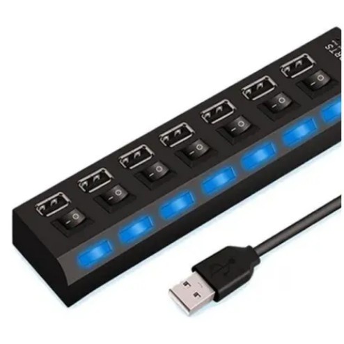 Seletor Hub USB com Entradas USB 2.0 de Alta Velocidade com Botão Liga/Desliga
