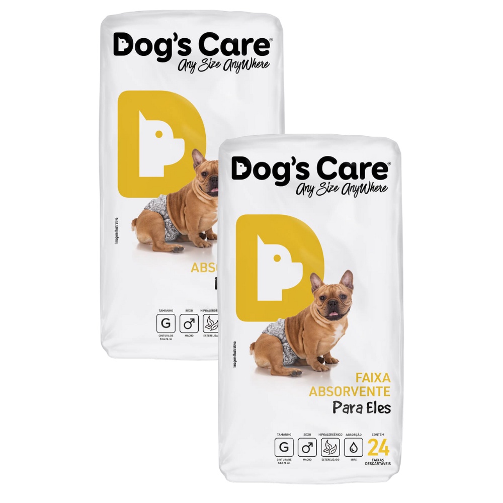 Kit Fralda Higiênica Pet p/ Cães Macho Dogs Care Tam G 48 Un em Oferta na Shopee