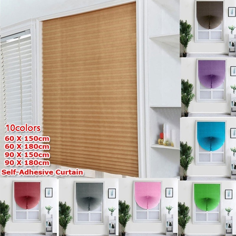 Cortinas Plissadas Auto-Adesivas Para Janelas / Banheiro