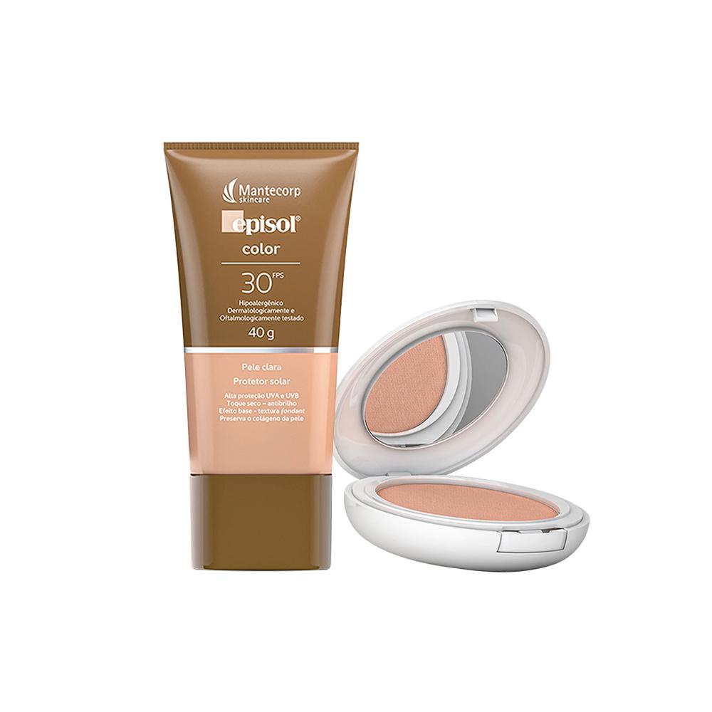Kit Mantecorp Color Facial - Protetor Solar FPS30 Clara 40g e Protetor Solar em Pó FPS50 Clara 10g