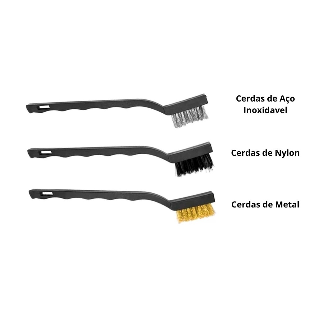 Escova de Limpeza Pesada Multiuso Kit com 3 escovinhas