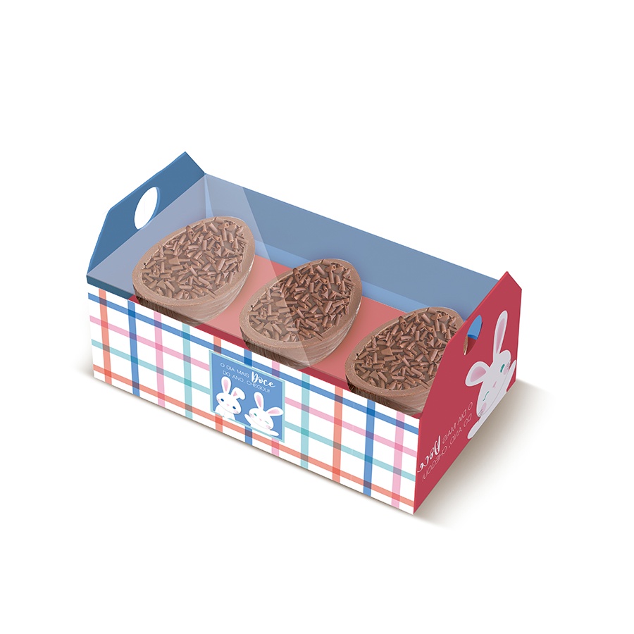Caixote para 3 Meios-ovos 50 g - Os Coelhinhos - 6 unidades  - Cromus - Rizzo