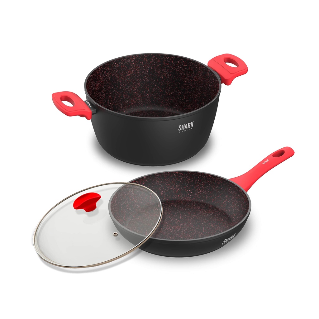 Panelas Polishop Ichef Home com Tampa - Family e Sauté 24cm - Vermelha em Oferta na Shopee