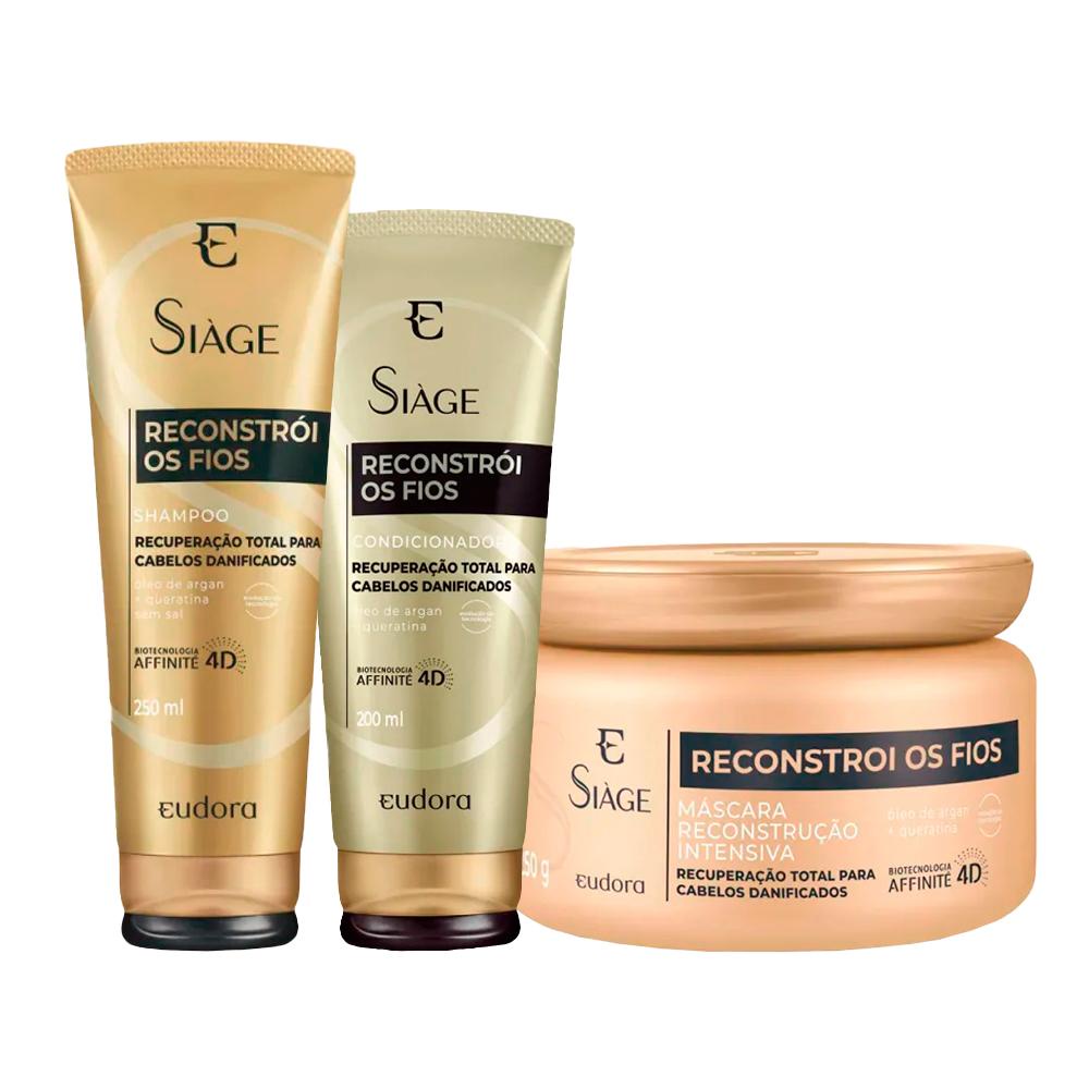 Kit Eudora Siáge Reconstrói os Fios 4D - Shampoo e Condicionador e Máscara