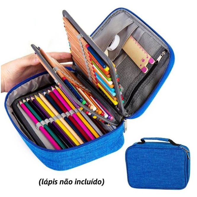 Estojo Box 100 Pens/Estojo De Lápis Com Zíper De Grande Capacidade Com 72 Furos /4 Camadas 72 Buracos Caso Lápis De Alta Capacidade