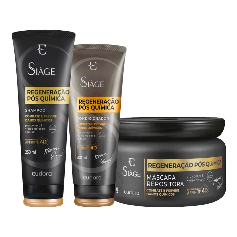 Kit Eudora Siáge Regeneração Pós Química4D - Shampoo e Condicionador e Máscara