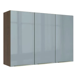 Armário Aéreo Madesa Lux 120 cm 3 Portas - Rustic/Cinza