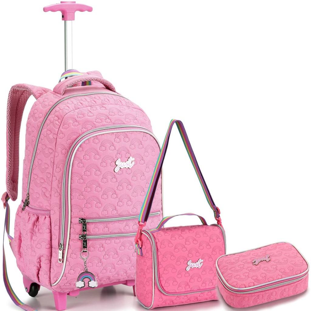 Kit Mochila de Rodinha Escolar 2023 Feminina Infantil Grande com ...