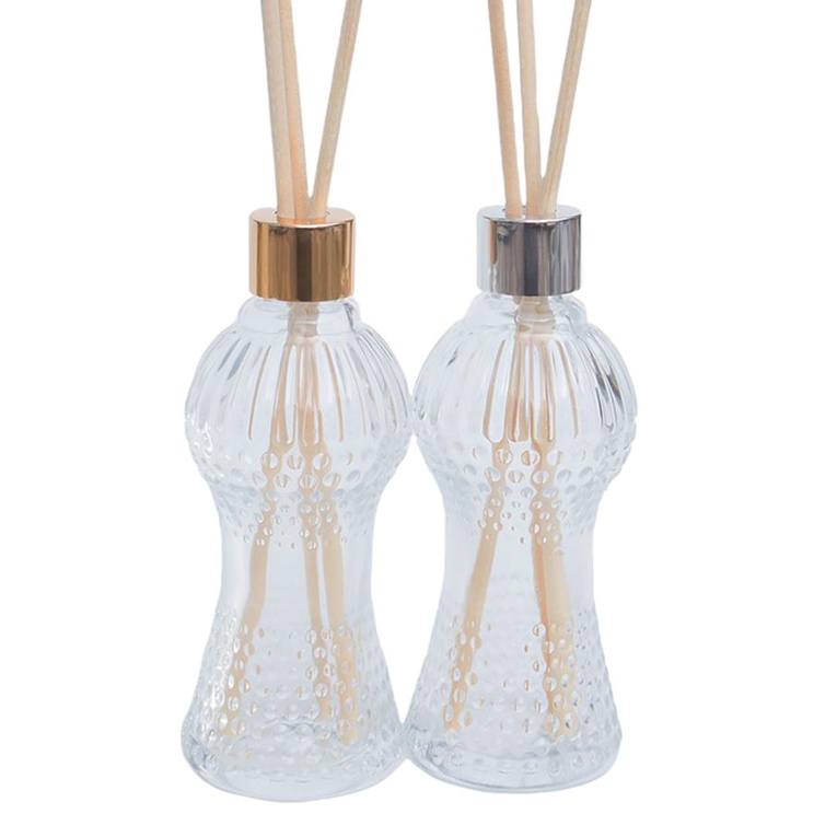 Kit 02 Frascos de Vidro Cinturinha 100ml C/ Tampa Luxo para Aromatizador + Varetas