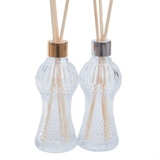 Kit 02 Frascos de Vidro Cinturinha 100ml C/ Tampa Luxo para Aromatizador + Varetas